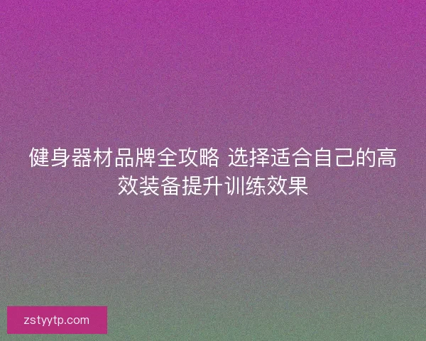 健身器材品牌全攻略 选择适合自己的高效装备提升训练效果