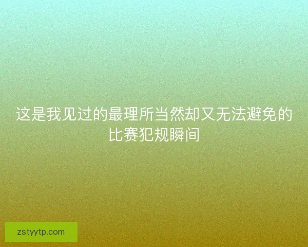 这是我见过的最理所当然却又无法避免的比赛犯规瞬间 这是我见过的最理所当然却又无法避免的比赛犯规瞬间